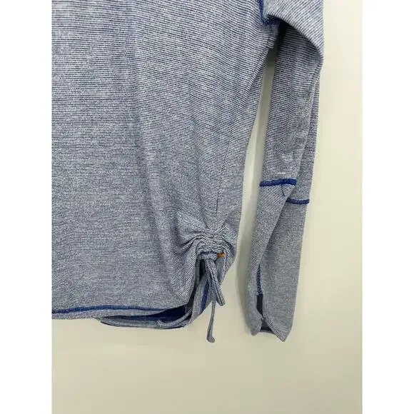 Lucytech Blue Long Sleeve Workout Shirt Women Sz S Running Gym Training Cinch - Picture 4 of 7